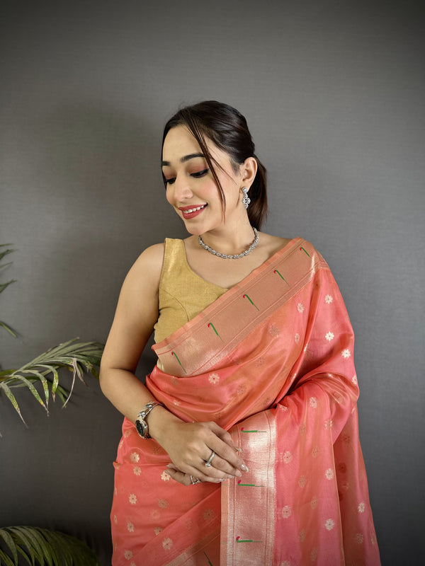 Paithani Heavy Tissue Saree with Mina Butti