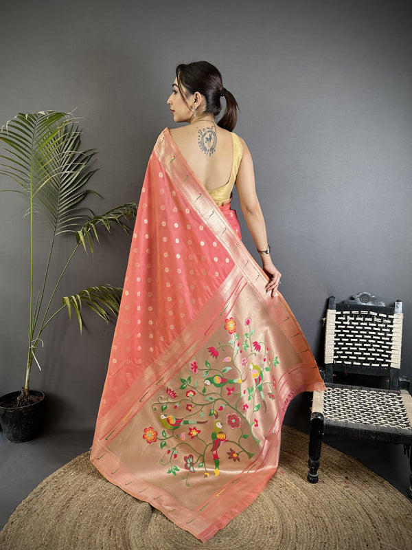 Paithani Heavy Tissue Saree with Mina Butti