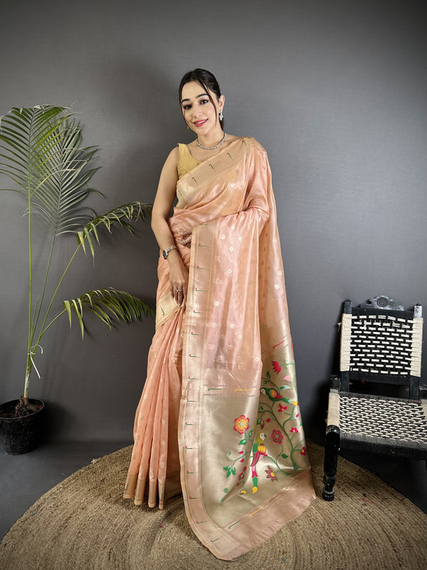 Paithani Heavy Tissue Saree with Mina Butti