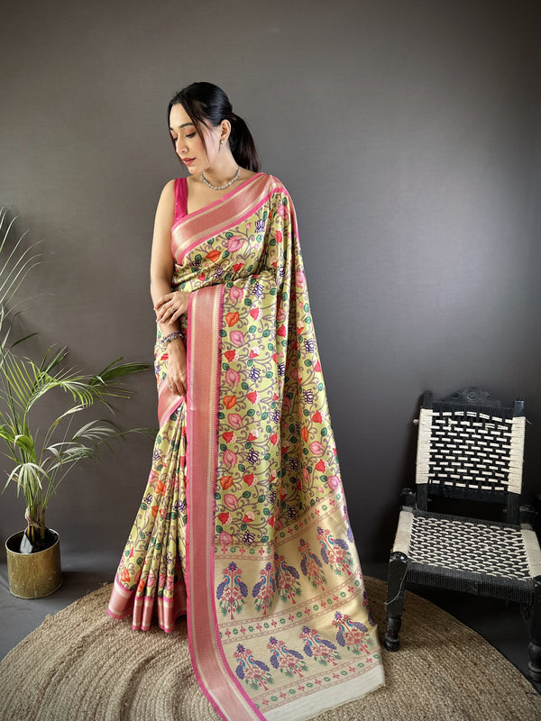 Banarasi Pure Lichi Silk Paithani Saree