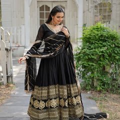 Sequin Embroidered Gown with Dupatta