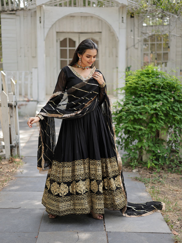 Sequin Embroidered Gown with Dupatta