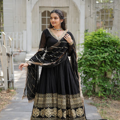 Sequin Embroidered Gown with Dupatta