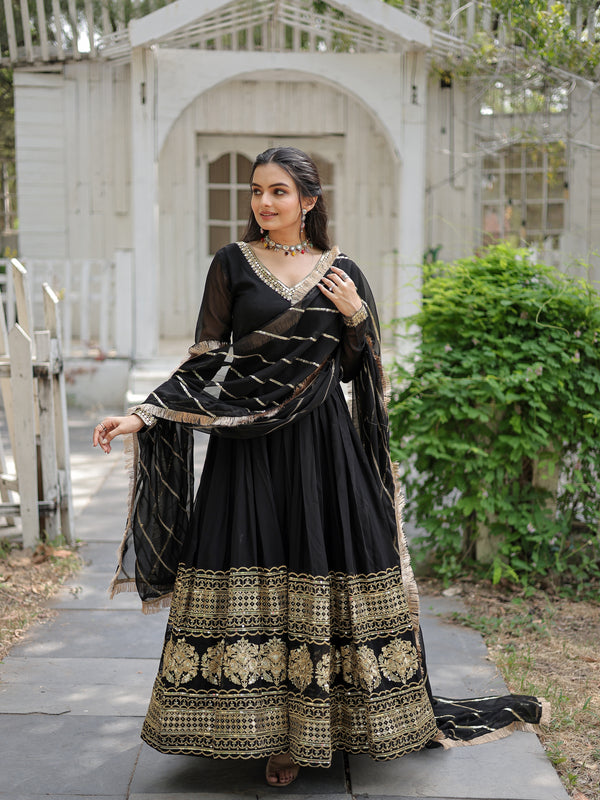 Sequin Embroidered Gown with Dupatta