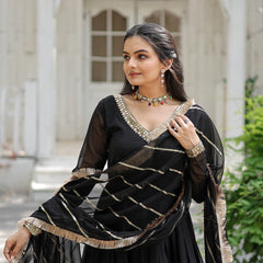 Sequin Embroidered Gown with Dupatta