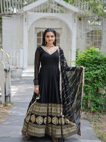 Sequin Embroidered Gown with Dupatta