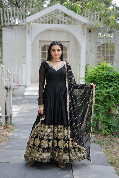 Sequin Embroidered Gown with Dupatta