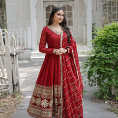 Sequin Embroidered Gown with Dupatta