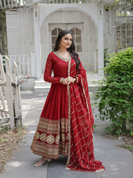 Sequin Embroidered Gown with Dupatta