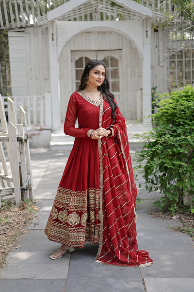 Sequin Embroidered Gown with Dupatta