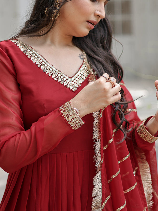 Sequin Embroidered Gown with Dupatta