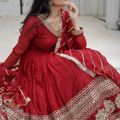 Sequin Embroidered Gown with Dupatta