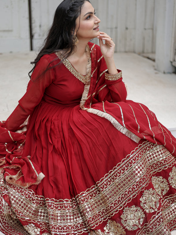 Sequin Embroidered Gown with Dupatta