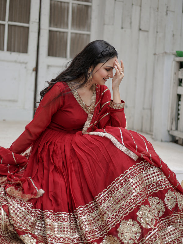 Sequin Embroidered Gown with Dupatta