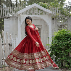 Sequin Embroidered Gown with Dupatta