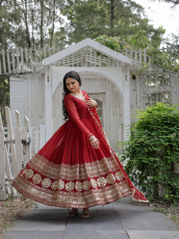 Sequin Embroidered Gown with Dupatta