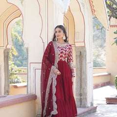 Jacquard Gown with Sequin Dupatta