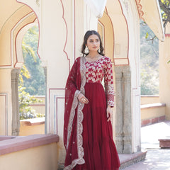 Jacquard Gown with Sequin Dupatta
