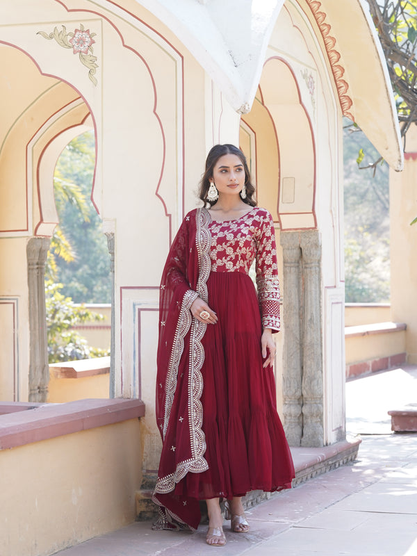 Jacquard Gown with Sequin Dupatta
