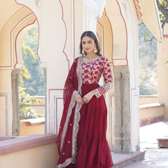 Jacquard Gown with Sequin Dupatta
