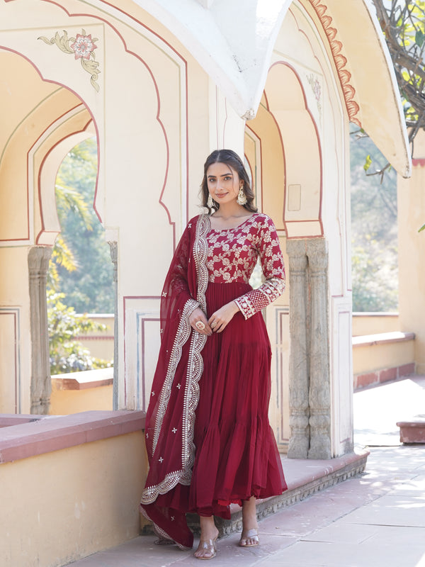 Jacquard Gown with Sequin Dupatta