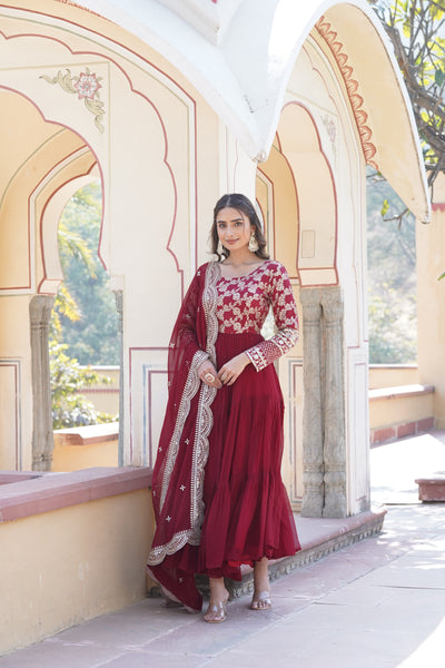 Jacquard Gown with Sequin Dupatta