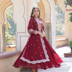 Jacquard Gown with Sequin Dupatta