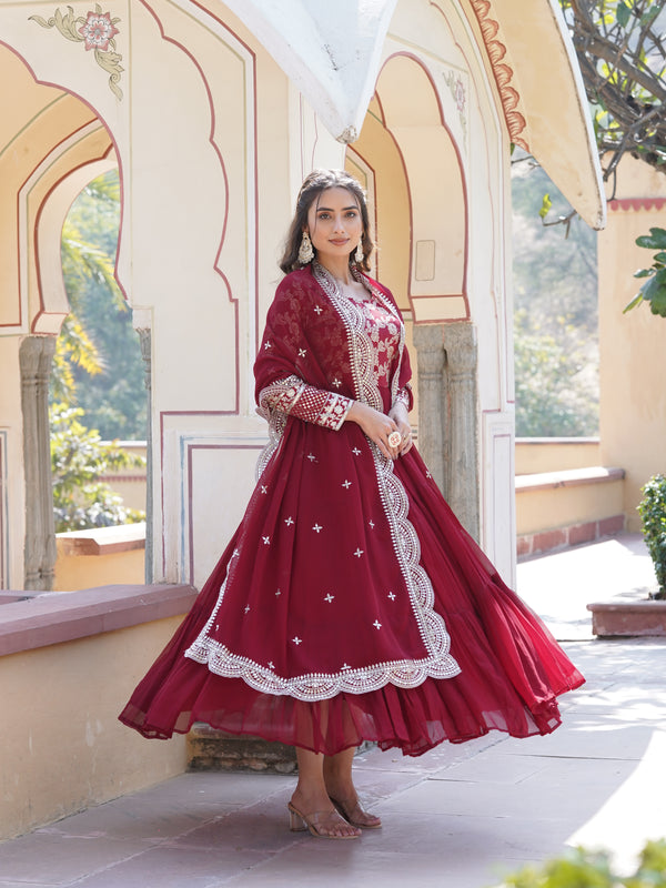 Jacquard Gown with Sequin Dupatta