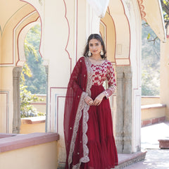 Jacquard Gown with Sequin Dupatta