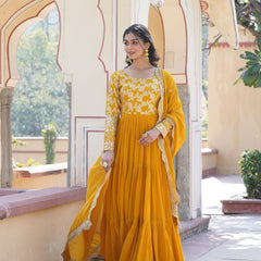 Jacquard Gown with Sequin Dupatta