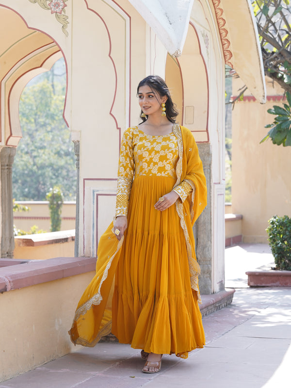Jacquard Gown with Sequin Dupatta