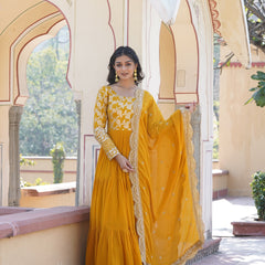 Jacquard Gown with Sequin Dupatta
