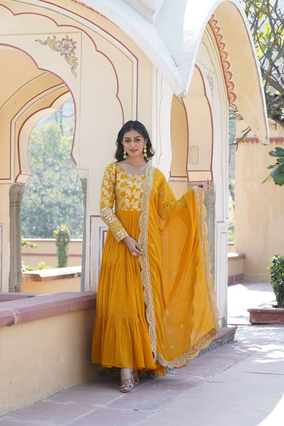 Jacquard Gown with Sequin Dupatta
