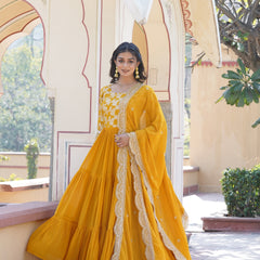 Jacquard Gown with Sequin Dupatta