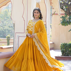 Jacquard Gown with Sequin Dupatta