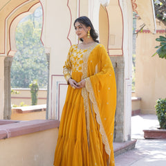 Jacquard Gown with Sequin Dupatta