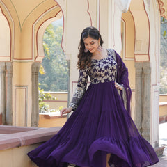 Jacquard Gown with Sequin Dupatta