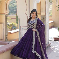 Jacquard Gown with Sequin Dupatta