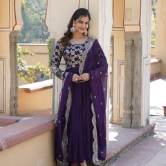Jacquard Gown with Sequin Dupatta