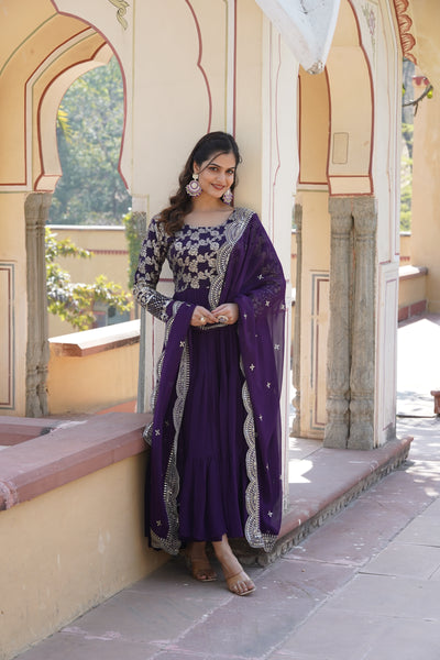 Jacquard Gown with Sequin Dupatta