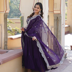Jacquard Gown with Sequin Dupatta