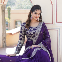 Jacquard Gown with Sequin Dupatta