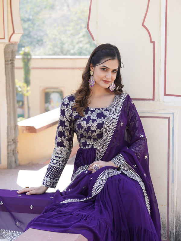 Jacquard Gown with Sequin Dupatta