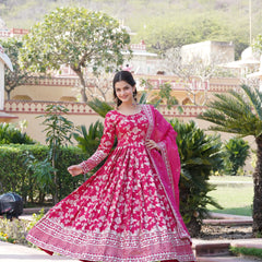 Viscose Jacquard Gown with Russian Silk Dupatta