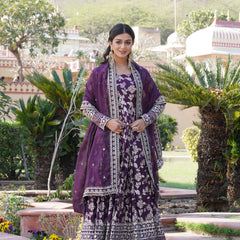 Viscose Jacquard Gown with Russian Silk Dupatta