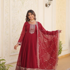 Sequin Embroidered Gown with Dupatta