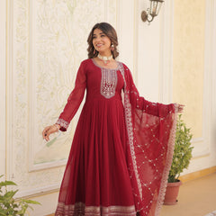 Sequin Embroidered Gown with Dupatta