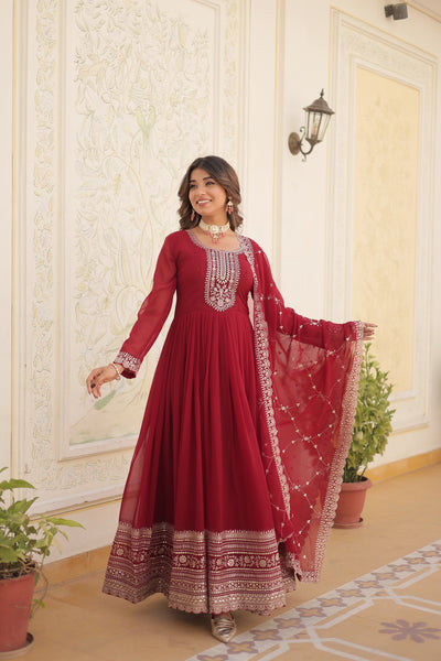 Sequin Embroidered Gown with Dupatta