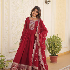 Sequin Embroidered Gown with Dupatta