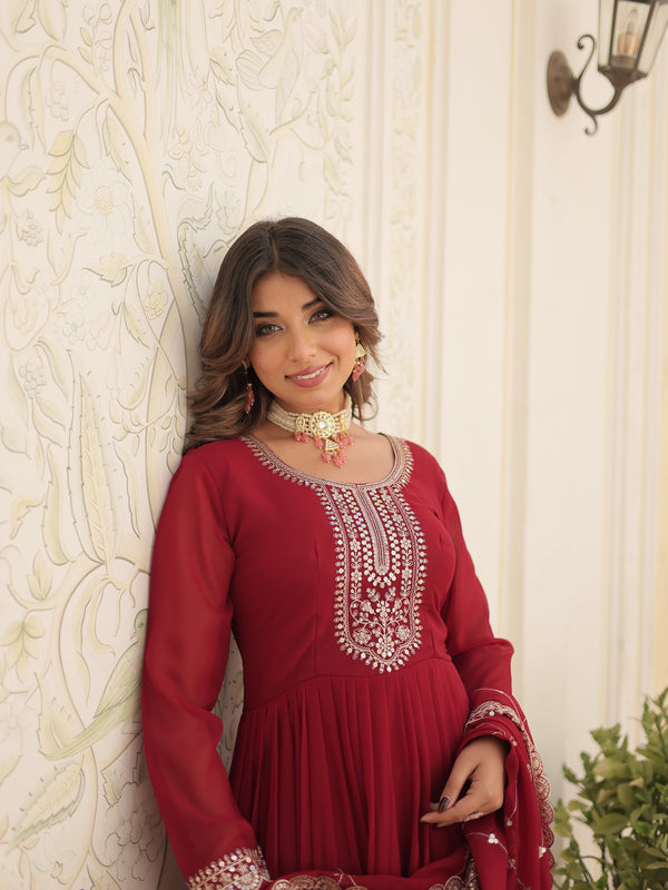 Sequin Embroidered Gown with Dupatta